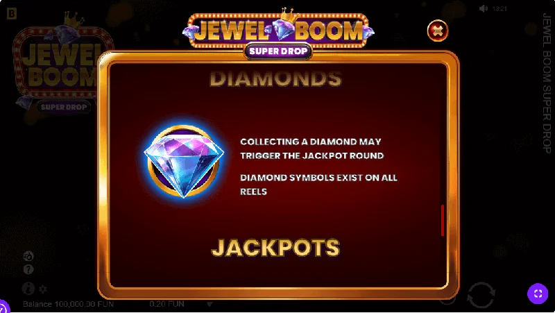 Jewel Boom Super Drop posnetek zaslona