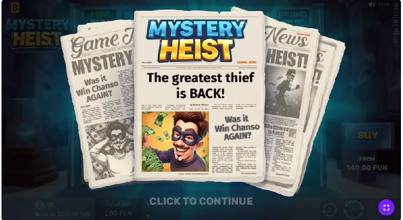 Posnetek zaslona Mystery Heist
