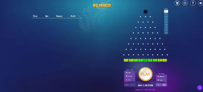 Posnetek zaslona Plinko