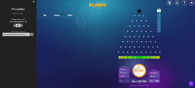 Posnetek zaslona Plinko