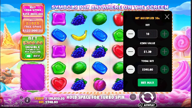 Posnetek zaslona Sweet Bonanza 1000