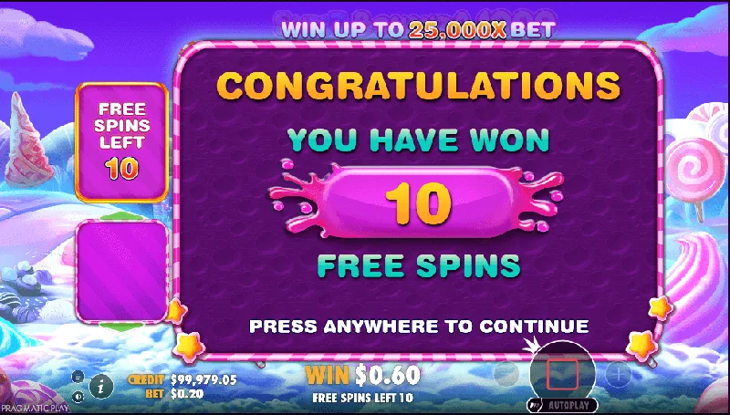 Posnetek zaslona Sweet Bonanza 1000